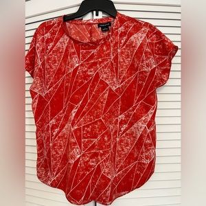 Trouve Women's Blouse Shirt Top Geometric Print Red/White Open Back Size L
